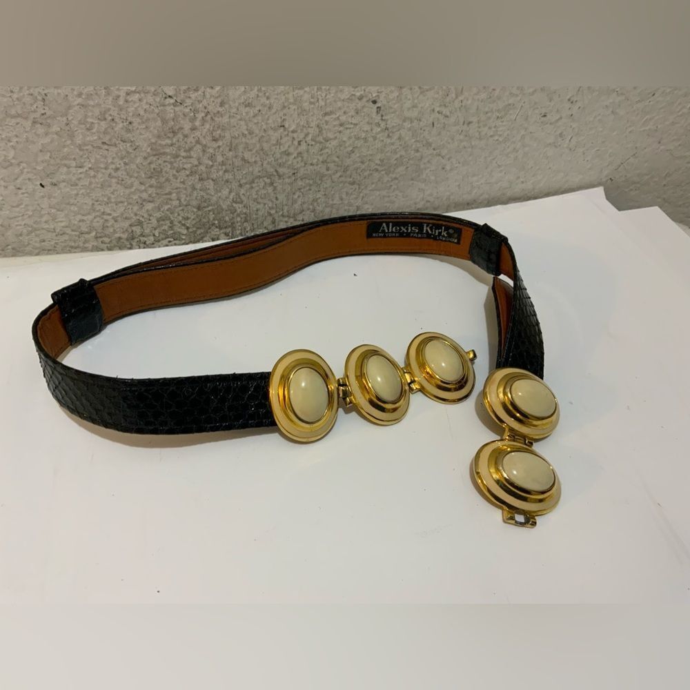 Vintage Alexis Kirk Belt Snake Skin Gold Tone Buckle